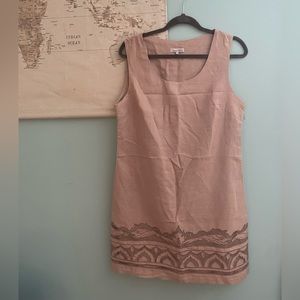 Beige linen sheath mini dress